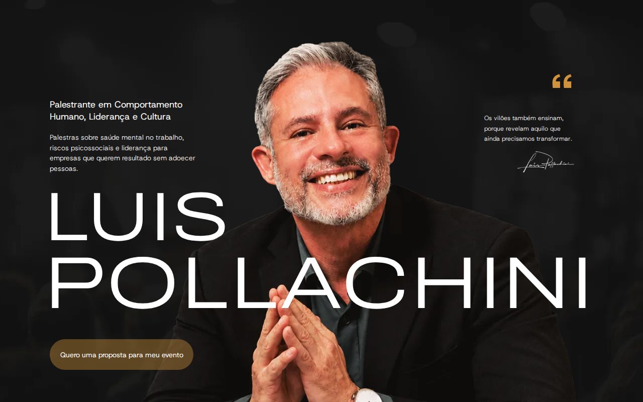 Página inicial do site Luis Pollachini
