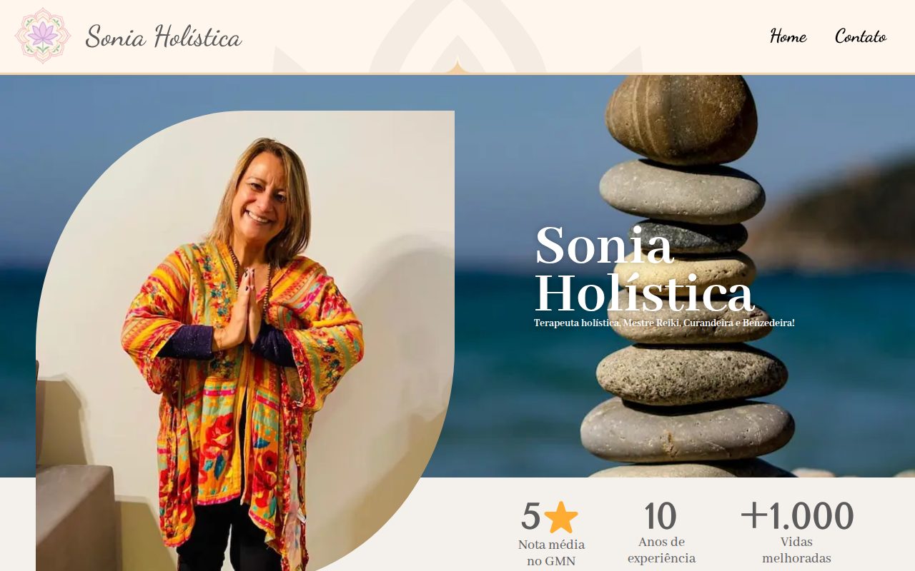 Página inicial do site Sonia Holística