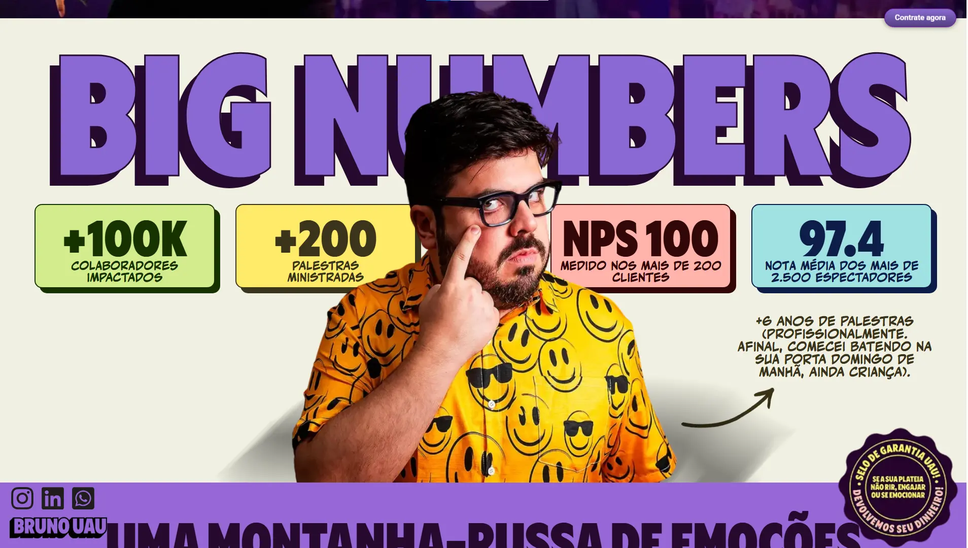 Página Big Numbers do projeto Bruno UAU