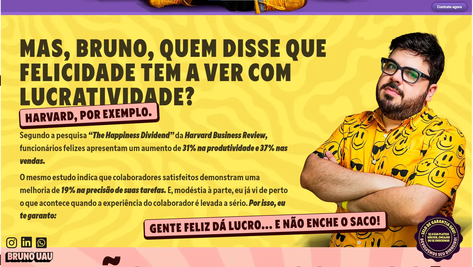 Página de palestra do site Bruno UAU