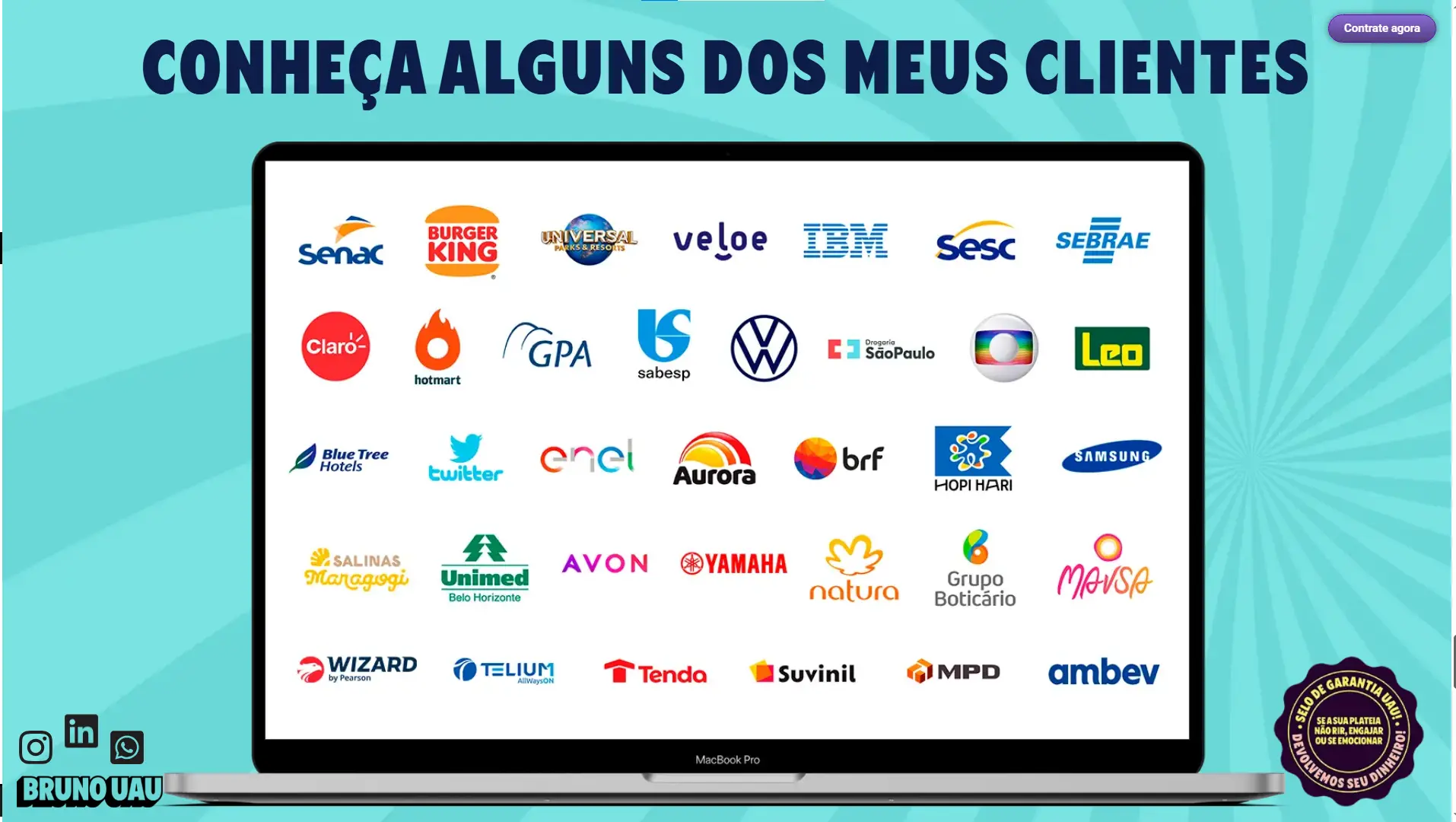 Seção de clientes do site Bruno UAU