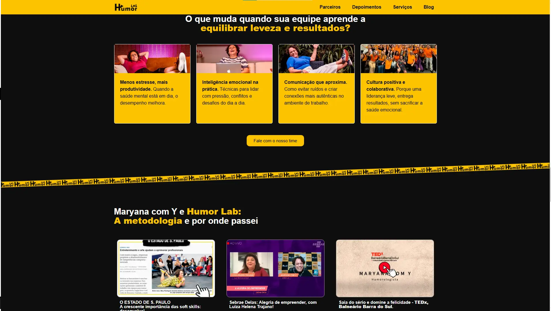 Seção de metodologia do site HumorLab